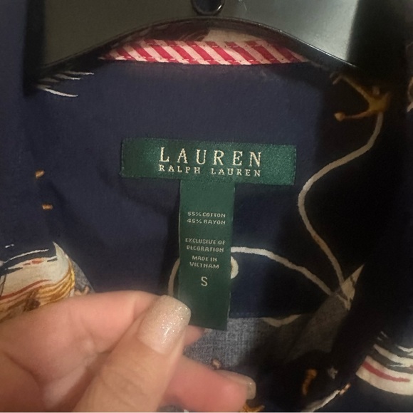 Women’s LAUREN RALPH LAUREN Nautical Sailboat Anchor Button Front Shirt Dress S. - Picture 2 of 6